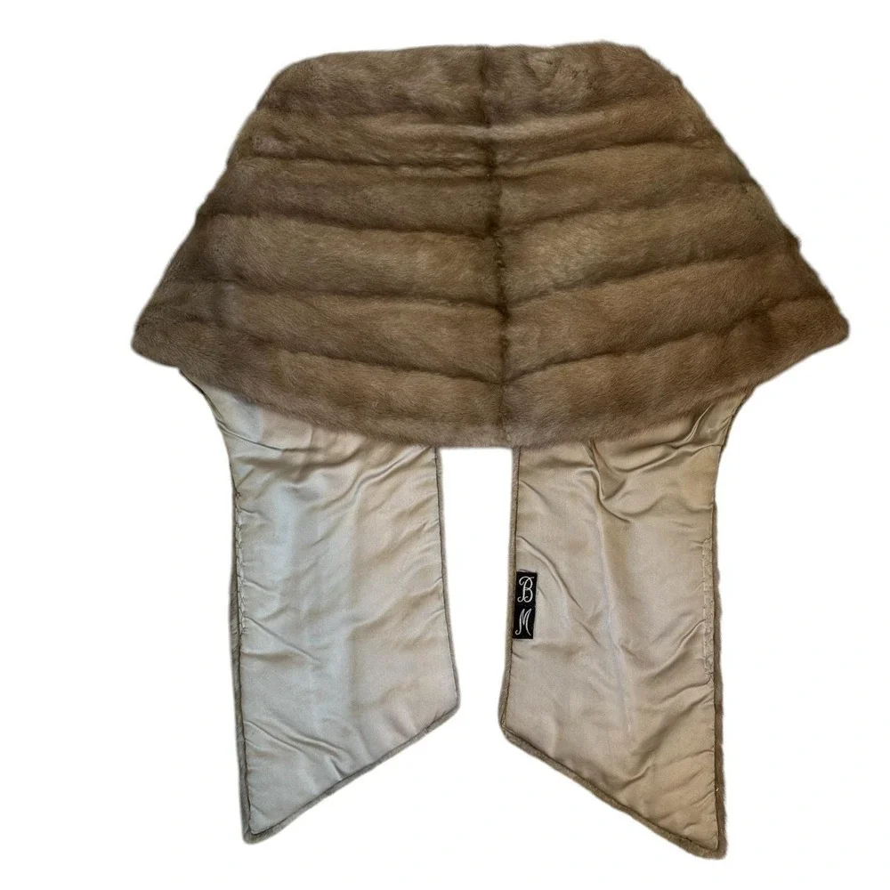 Lloyds Furs Denver Vintage Fur Stole Wrap Honey Brown Satin‎ Lined Shrug Luxury